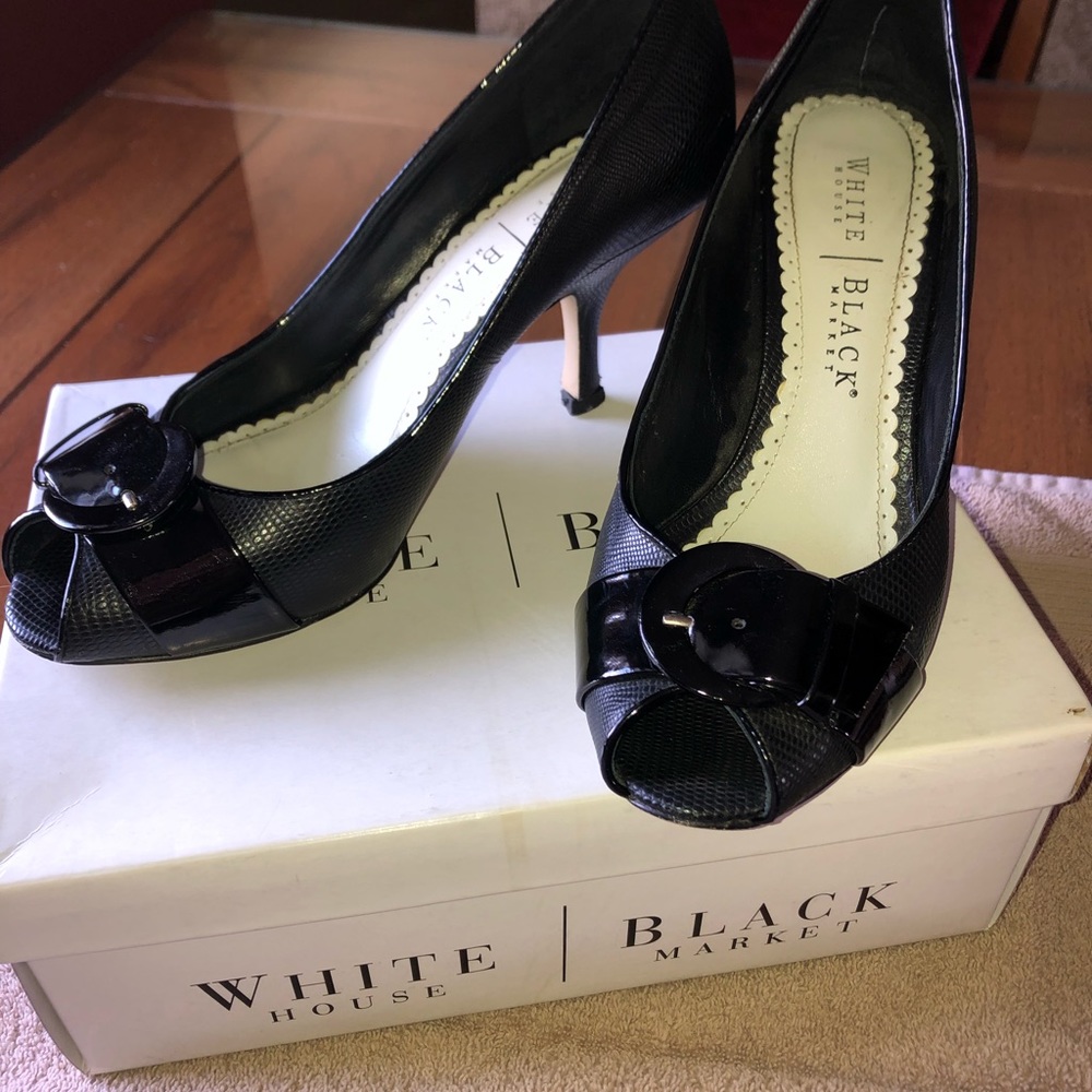 White House Black Market button black heels